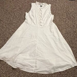 Ann Taylor White Sleeveless Ruffle Dress